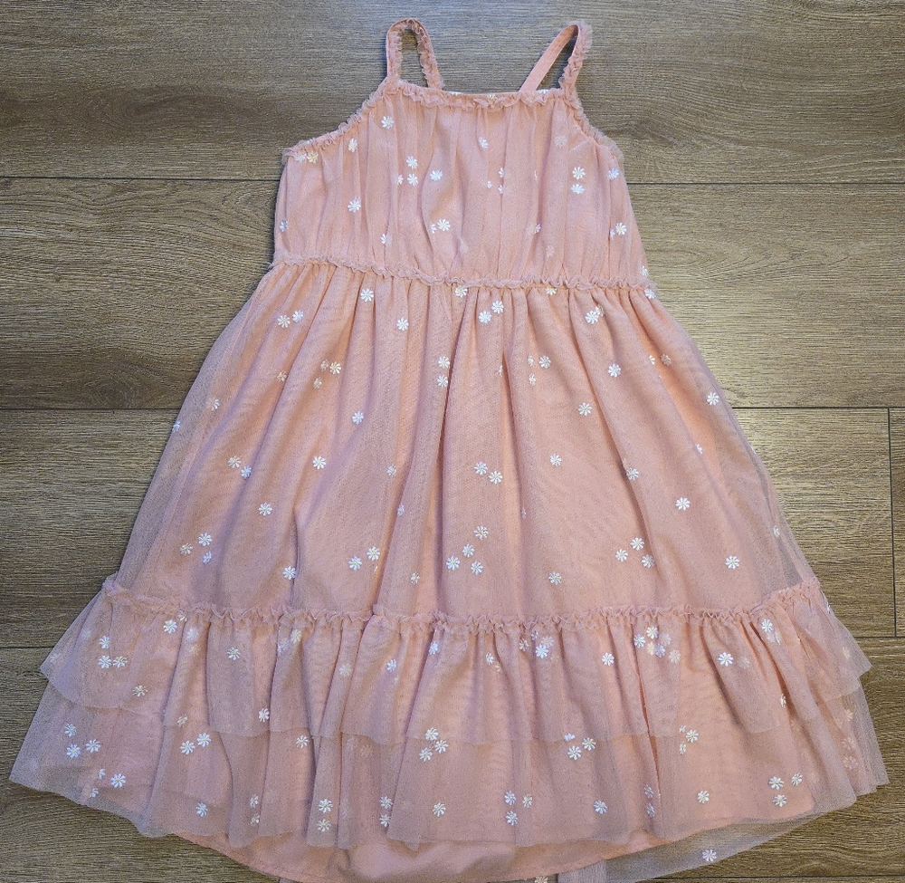 ​Cat & Jack Girls Daisy Floral Tulle Twirl Dress Peach XL 14 16 Plus